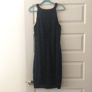 Sparkly Lace and Sheer Formal Black Dress, Size 18